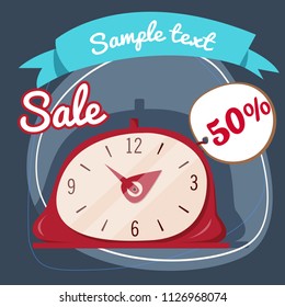 Clock cartoon illustration 21. Vector illustration isolated on background.