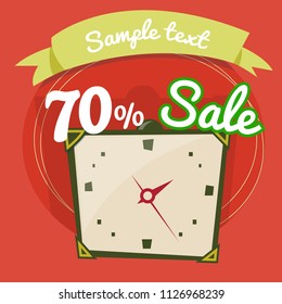 Clock cartoon illustration 22. Vector illustration isolated on background.