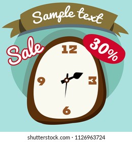 Clock cartoon illustration 6. Vector illustration isolated on background.