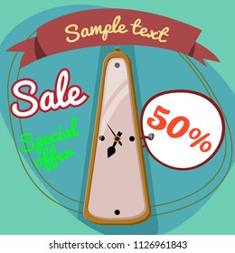 Clock cartoon illustration. Vector illustration isolated on background.