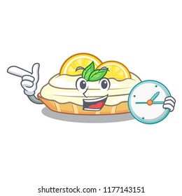 With clock cartoon lemon cake with lemon slice