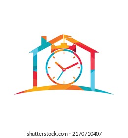 Clock castle vector logo design.	