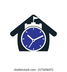 Clock castle vector logo design.	