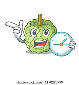 With clock character custard apple tropical fruit delicious