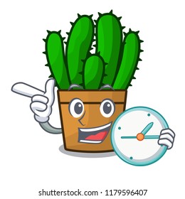 With clock character spurge cactus home decor indoor
