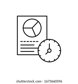 Clock, chart, document icon. Simple line, outline vector elements of time management for ui and ux, website or mobile application