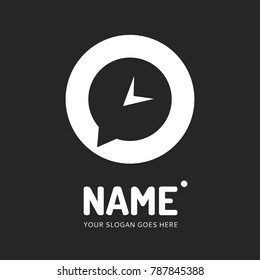 Clock chat bubble logotype. Vector logo design. Business concept icon.