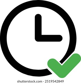 Uhr mit Häkchen-Symbol