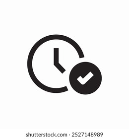 clock check mark icon sign vector