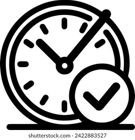Clock with check mark vector icon. filled flat sign for mobile sign, symbol, vector, art