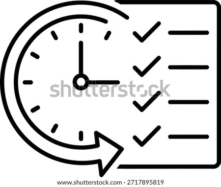 A clock with a checklist and a refresh arrow, symbolizing time management and task completion.