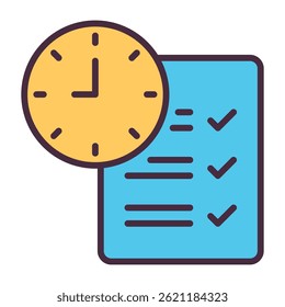Clock with checklist task management icon	
