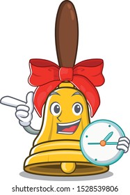 With clock christmas bells placed above mascot door