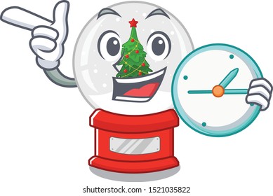 With clock christmas snow globe the cartoon shape