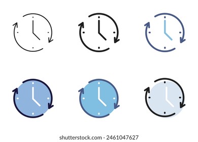 Reloj con icono de flecha de rotación en sentido horario. elemento gráfico de Vector para el progreso de tiempo, cuenta atrás, temporizador de fecha límite