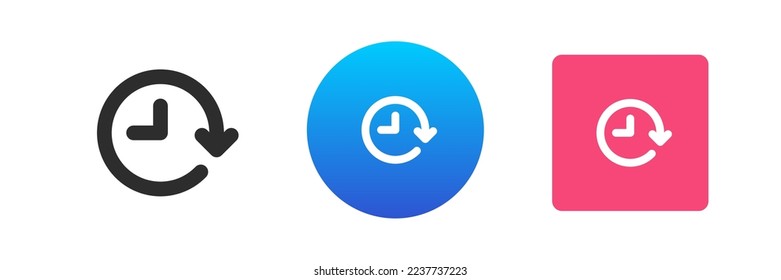 Clock circle arrow always available service shop customer support helpdesk icon set vector flat illustration. Time management deadline checking timer everyday anytime interval period measuring symbol