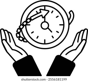 A clock with a circle and a arrow pointing to the right