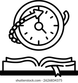 A clock with a circle and a arrow pointing to the right