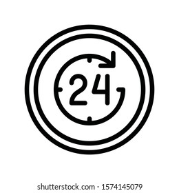 clock circle twenty four hour service vector in lineal style