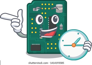 With clock circuit board pcb in cartoon shape