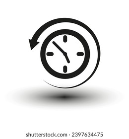 Reloj con icono de flecha circular. Símbolo de historia. Ilustración vectorial. EPS 10.