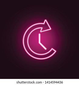 clock and circular arrow neon icon. Elements of web set. Simple icon for websites, web design, mobile app, info graphics