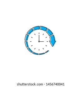 Clock and circular arrow vector icon isolated on white background