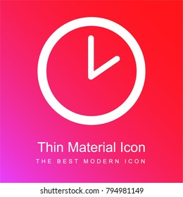 Clock of circular shape at two o clock red and pink gradient material white icon minimal design