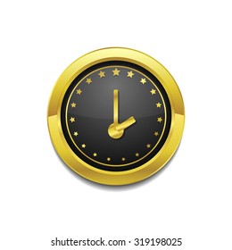 Clock Circular Vector Gold Web Icon Button