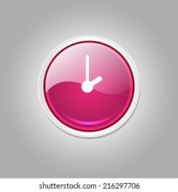 Clock Circular Vector Pink Web Icon Button