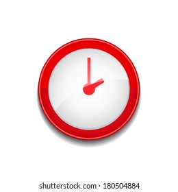 Clock Circular Vector Red Web Icon Button