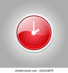 Clock Circular Vector Red Web Icon Button