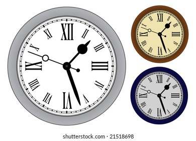 Clock in a classic style in three color variants