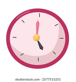 Clock clip art, cartoon clock vector art, clock icon in flat design style, analogue wall clock vector illustration