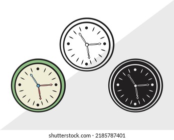 Clock Clipart SVG Printable Vector Illustration