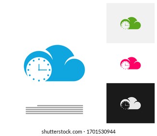 Clock with Clouds logo design concept vector. Time management logo template. Concept icon isolated on white background. Vector symbol.