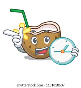 With clock cocktail coconut character cartoon