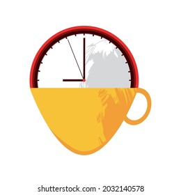 reloj en la taza de café icono de salto aislado
