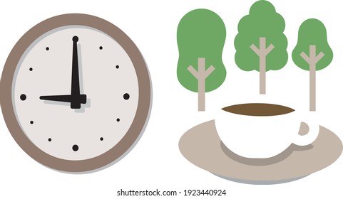 Relajación de reloj y taza de café