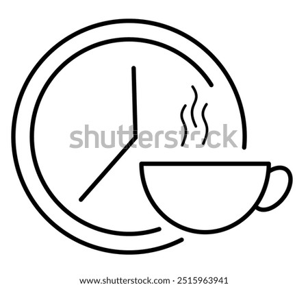 Clock and coffee icon. flat style vector. Clock with hot coffee cup vector illustration. Breakfast time business concept. part 1