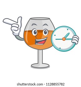 With clock cognac ballon glass character cartoon