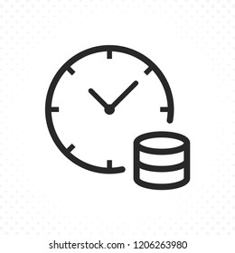 Clock and coins icon. Time is money concept, Bank loans symbol. Long term investment, Income growth illustration. Time management, Savings plan symbol