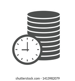 clock with coins vector icon isolated on white background. clock with coins flat icon for web, mobile and user interface design. time is money business concept