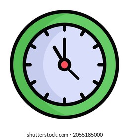 clock colored line icon, Merry Christmas and Happy New Year icons for web and mobile design