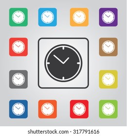 Clock colored vector icon set for web and mobile