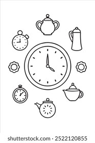 Reloj para colorear sobre fondo blanco