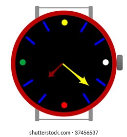 clock in colors, vector art illustration, more clocks in my gallery
