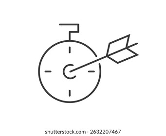 A clock combined with an arrow, representing precise timing and focused goal achievement.