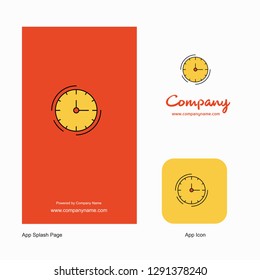 Clock Company Logo App Icon and Splash Page Design. Creative Business App Design Elements