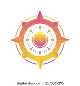 clock compass logo gradient design template icon element